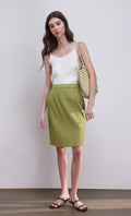 Dara pleated midi skirt_green