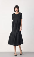 Voluminous pleated dress_black