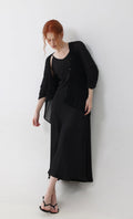 Aban pleated puff cardigan_black