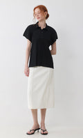 tinted collard pleated shirts_black