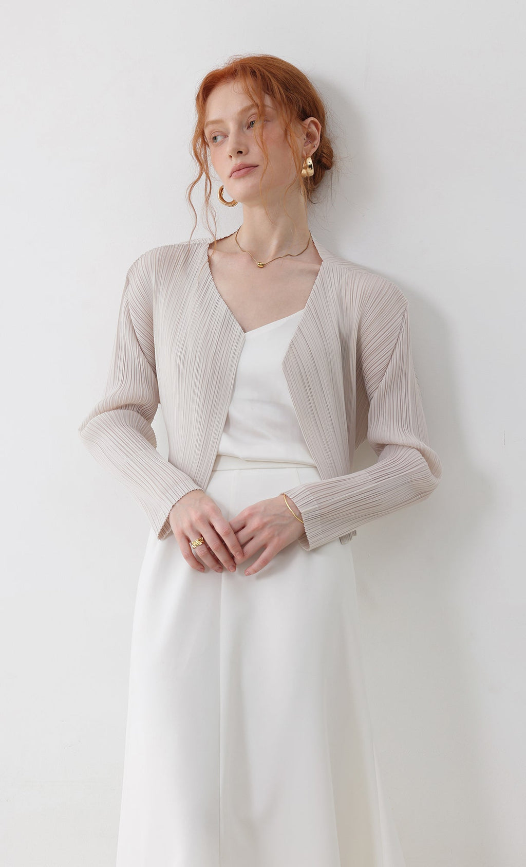 Cod pleated cardigan_light-beige