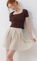 Dain pleated half pants_beige