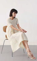 Voluminous pleated dress_ivory