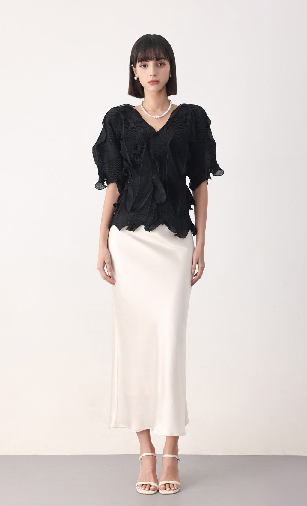 Curves pleated blouse_black