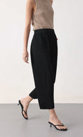 Circular pleated pants_black