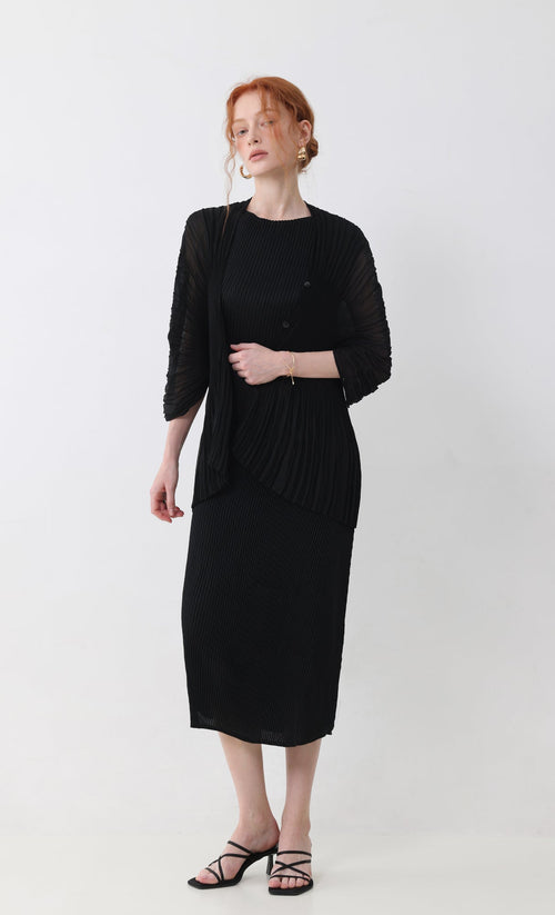 Aban pleated puff cardigan_black