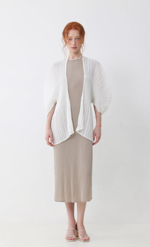 Aban pleated puff cardigan_ivory