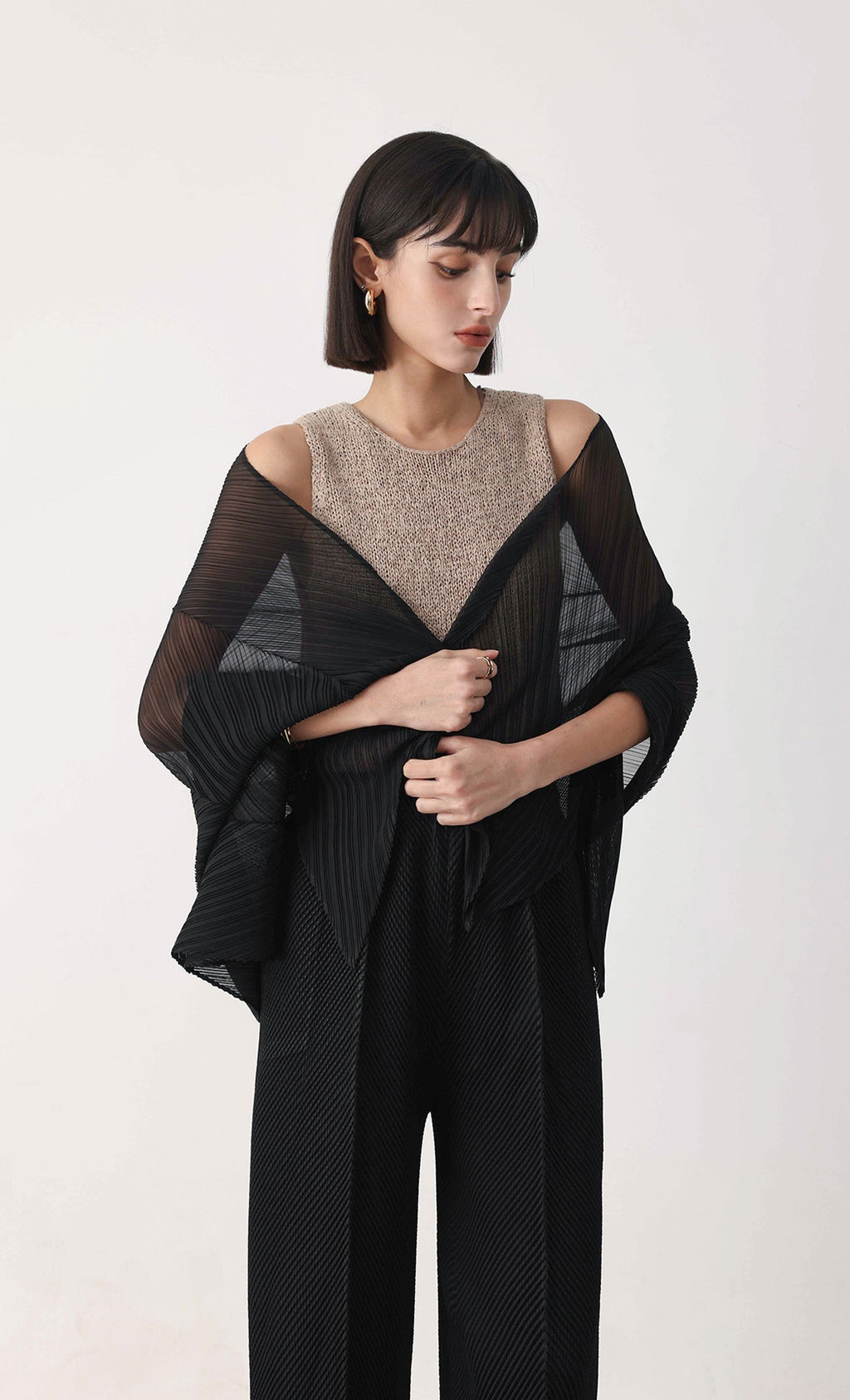 Essential pleated scarf_black