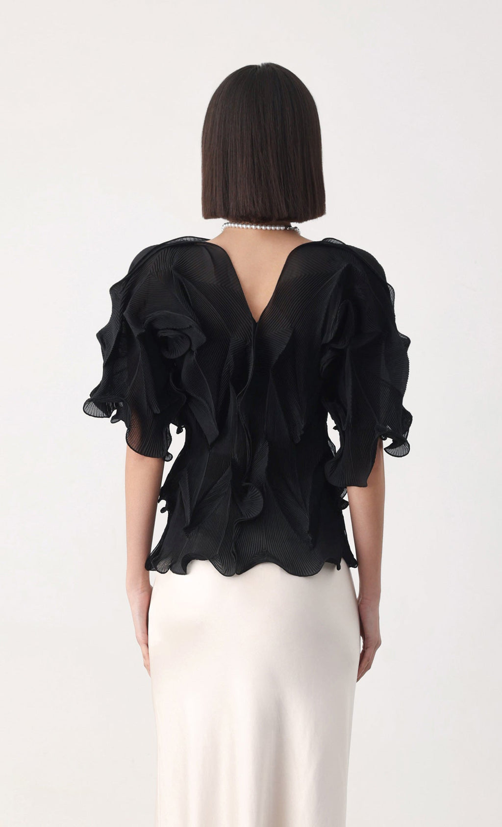 Curves pleated blouse_black