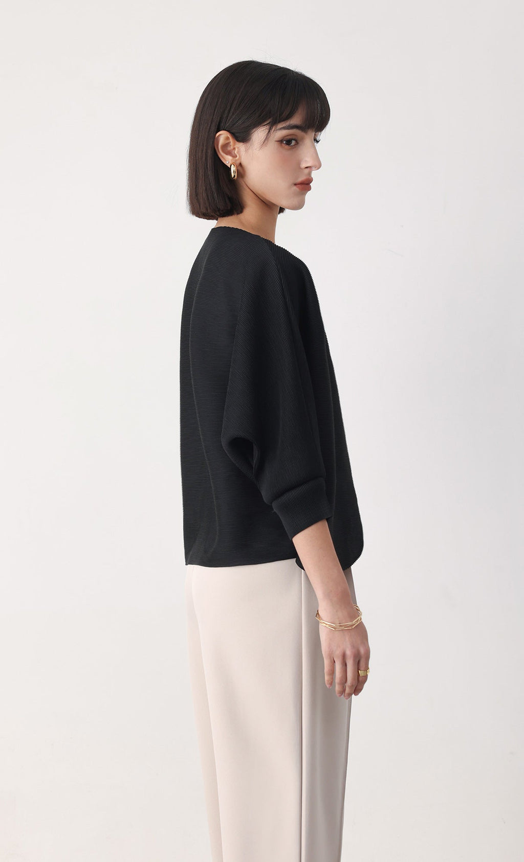 Ainy pleated cardigan jacket_black