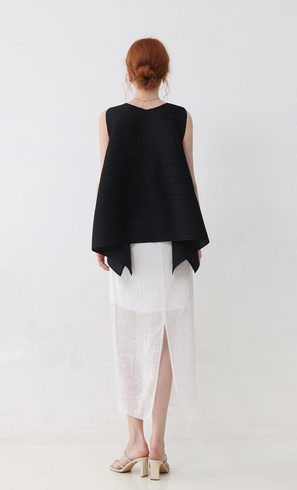 Fine flare pleated top_black