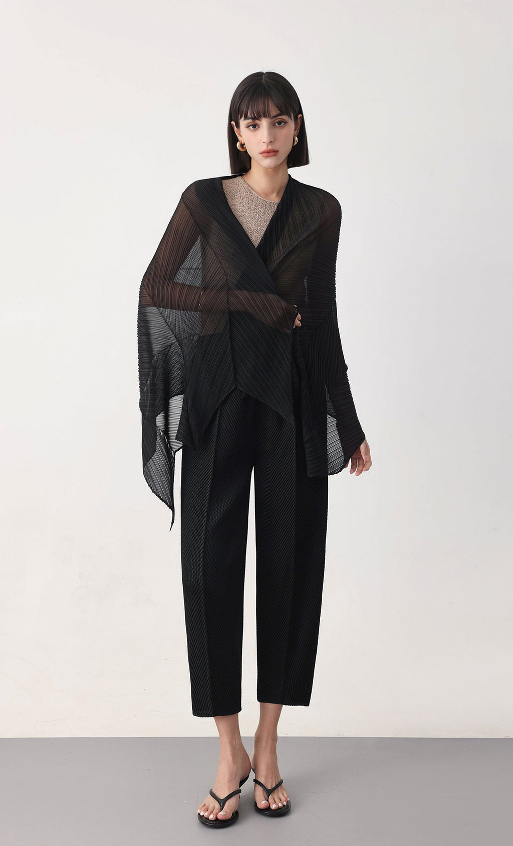Essential pleated scarf_black
