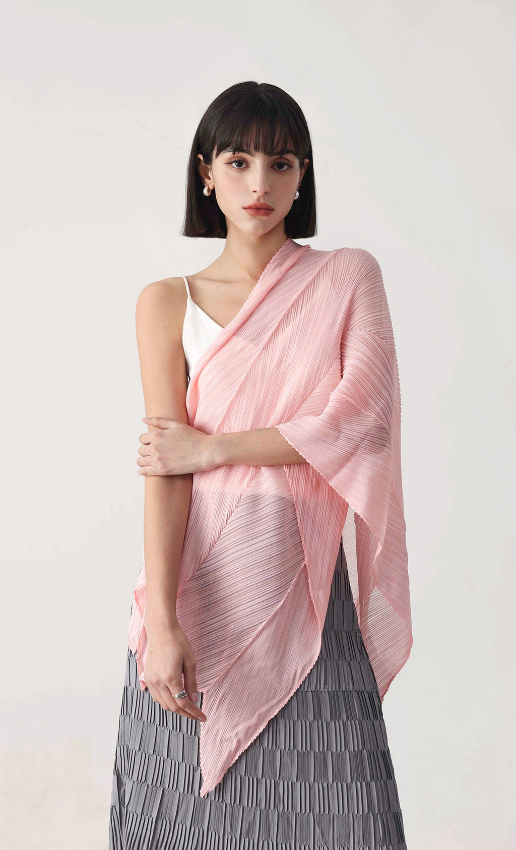 Essential pleated scarf_pink