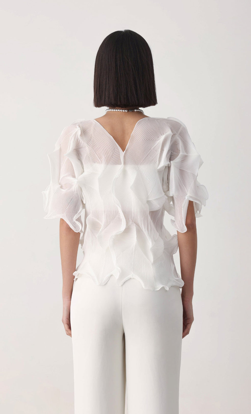 Curves pleated blouse_ivory