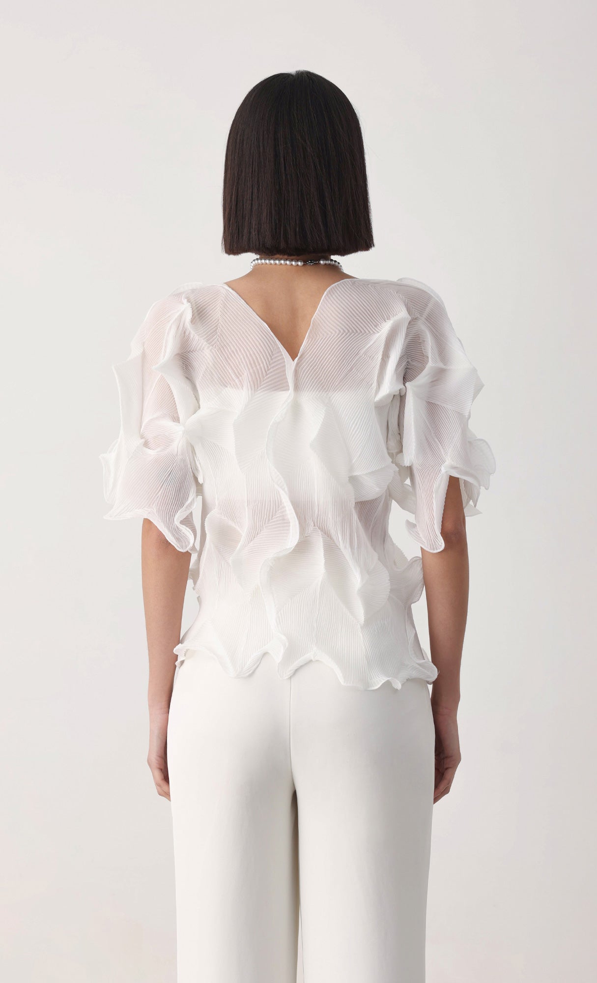 Curves pleated blouse_ivory