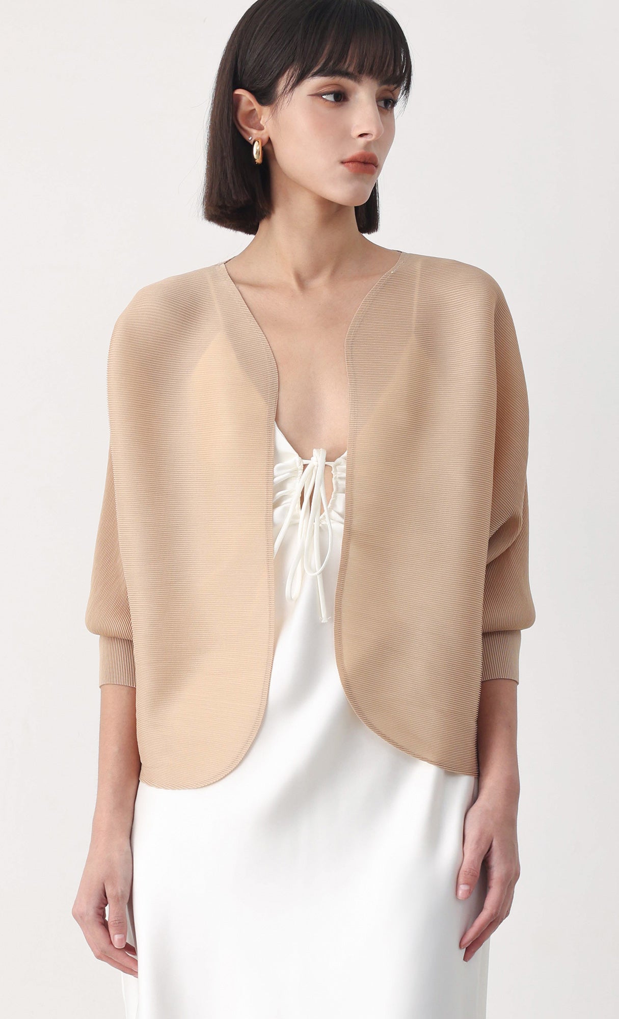 Ainy pleated cardigan jacket_beige