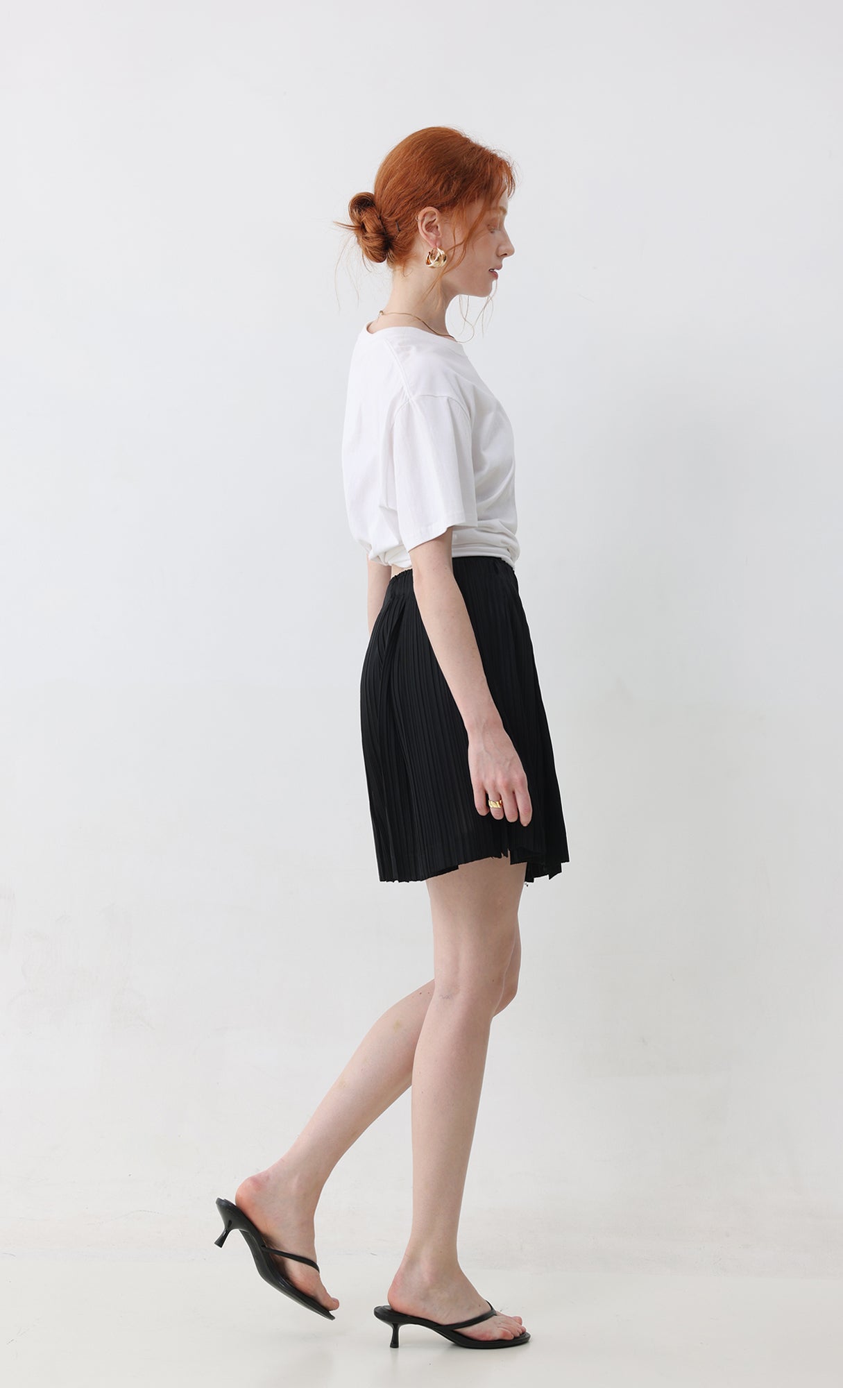 Dain pleated half pants_black
