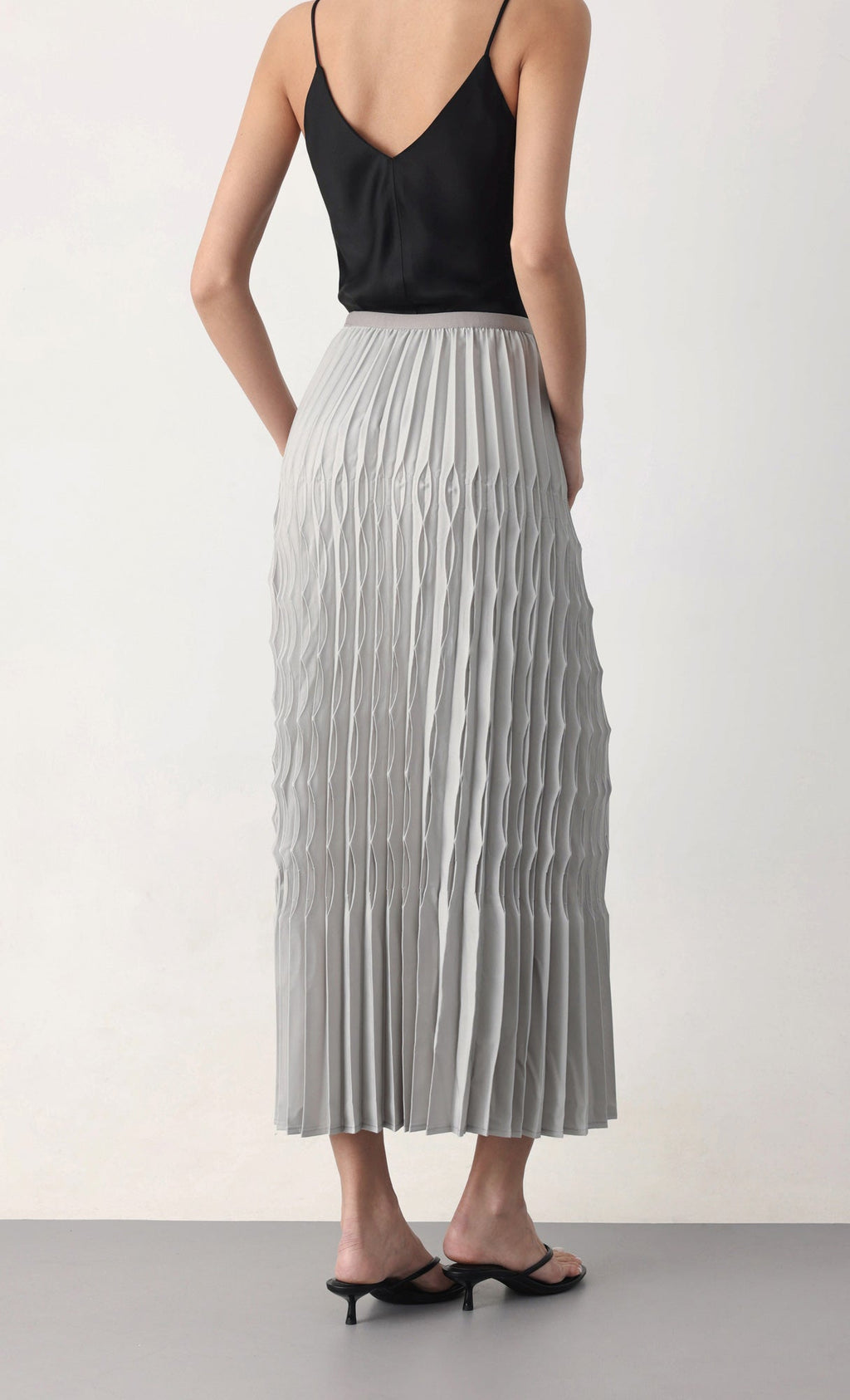 Wavy pleated skirt_grey