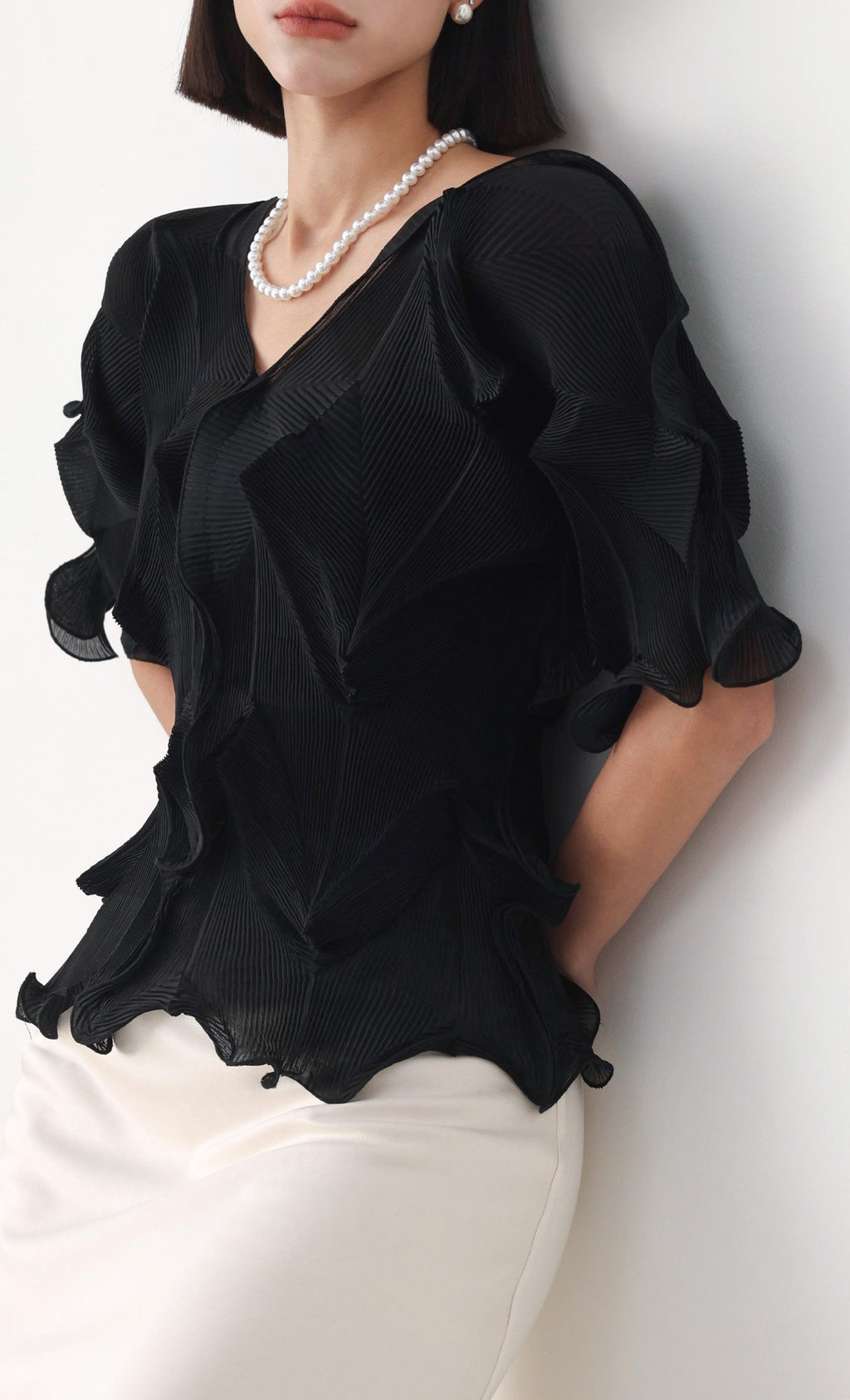 Curves pleated blouse_black