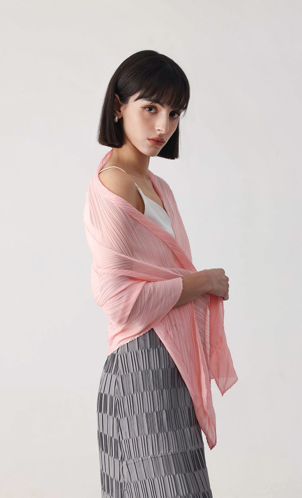 Essential pleated scarf_pink