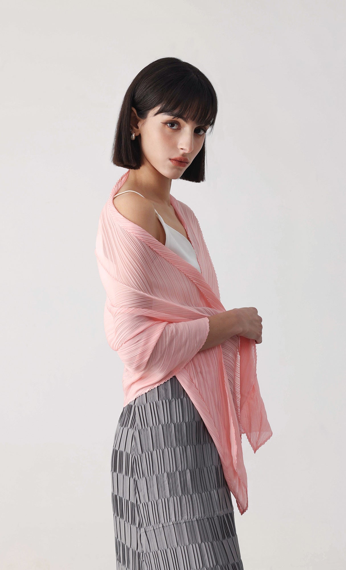 Essential pleated scarf_pink