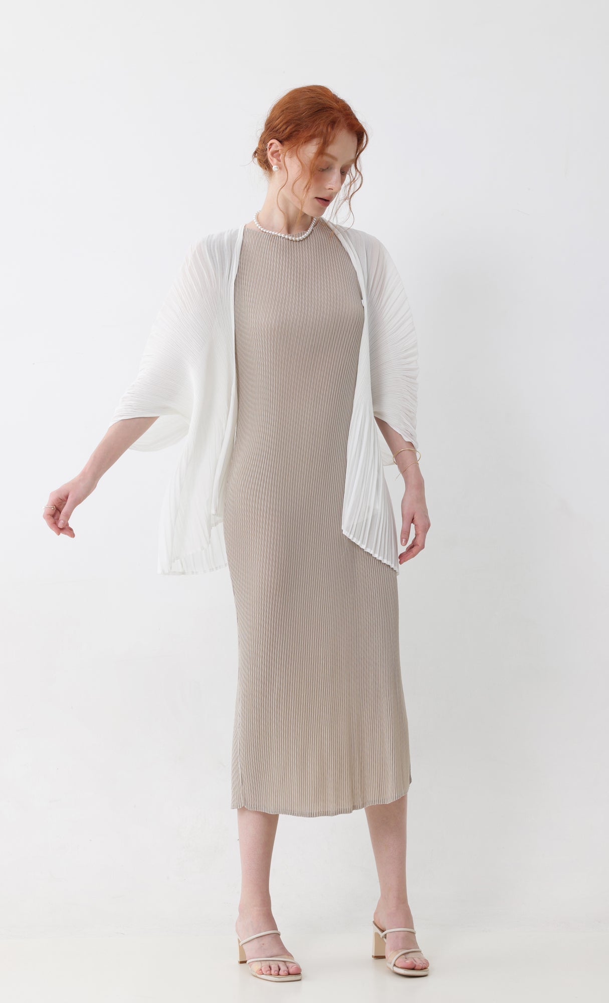 Aban pleated puff cardigan_ivory