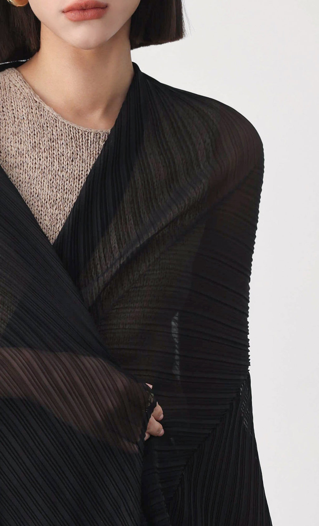 Essential pleated scarf_black