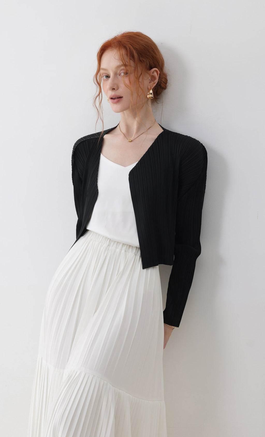 Cod pleated cardigan_black