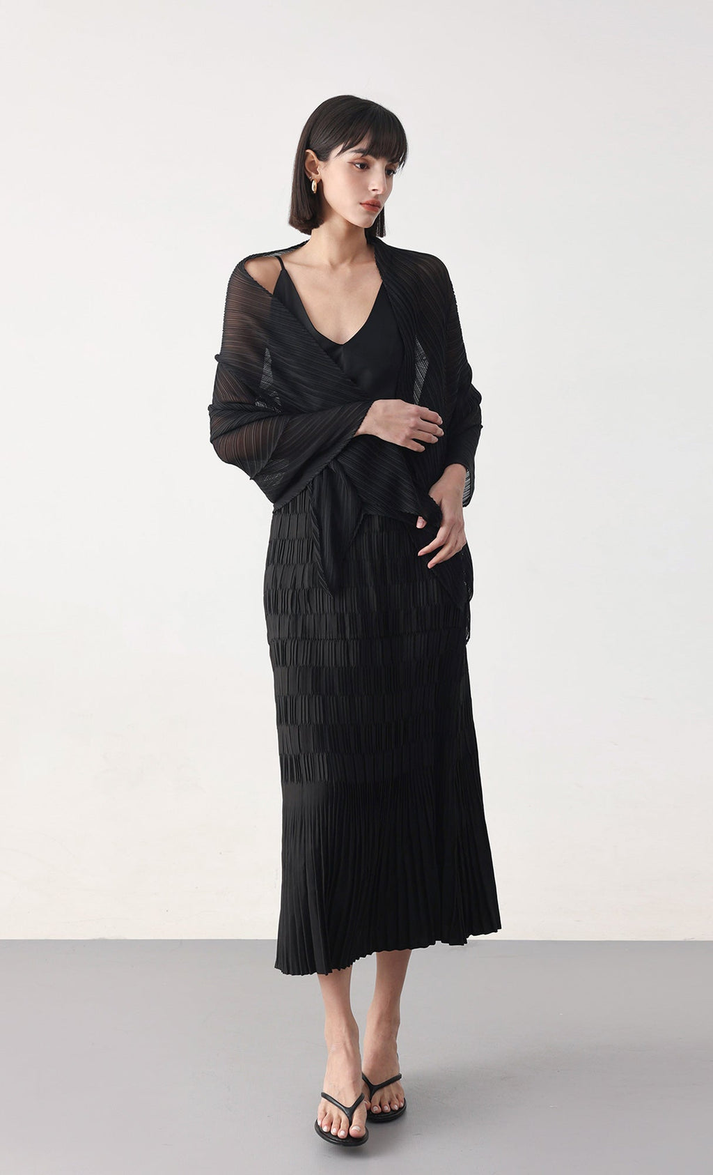 Essential pleated scarf_black