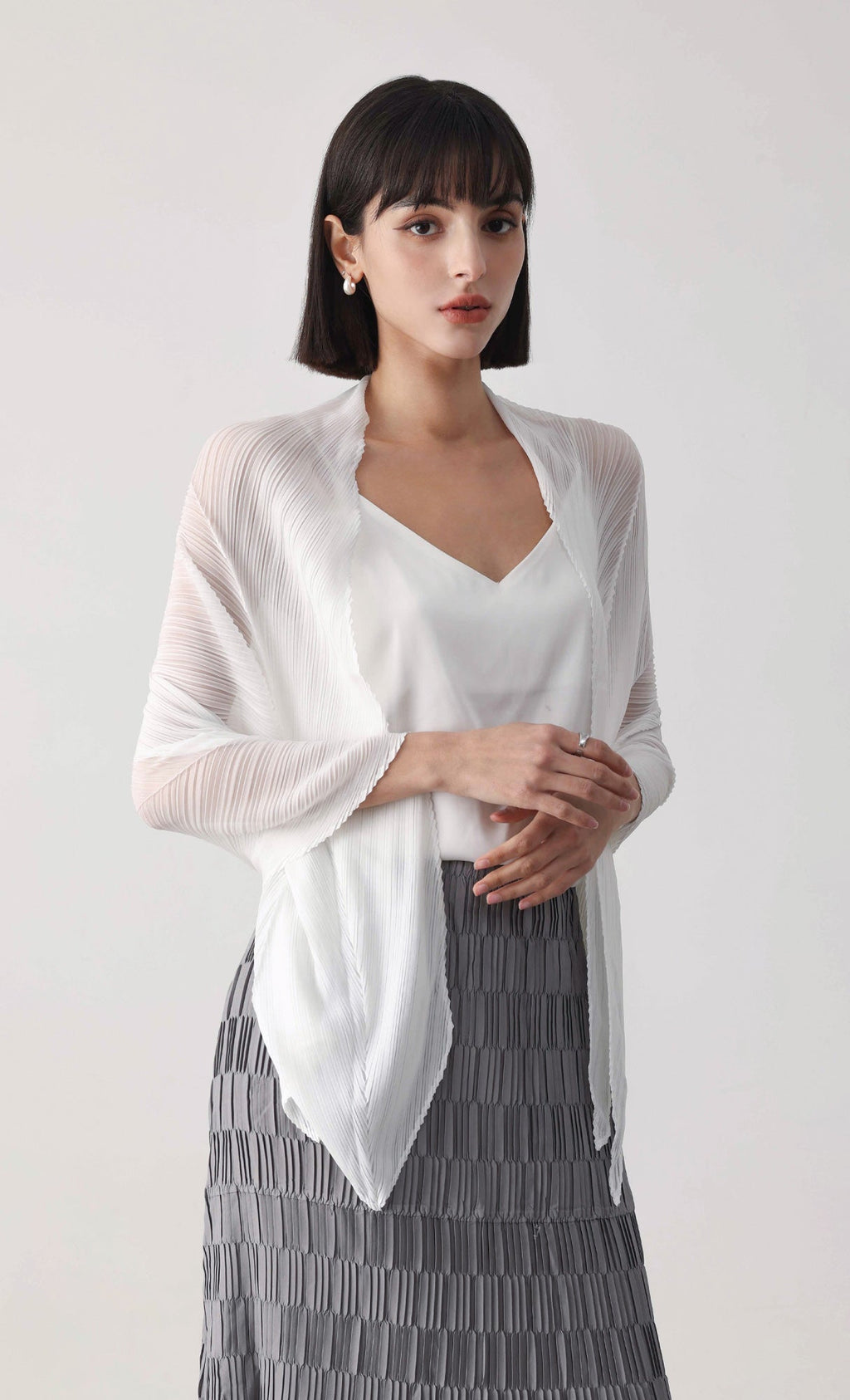 Essential pleated scarf_white