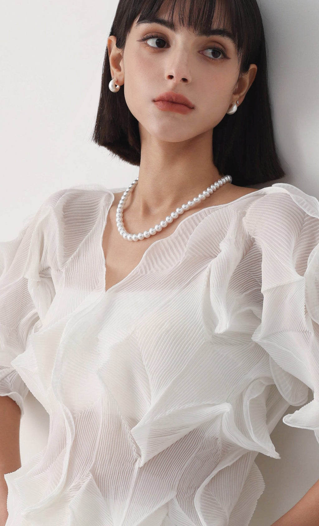Curves pleated blouse_ivory