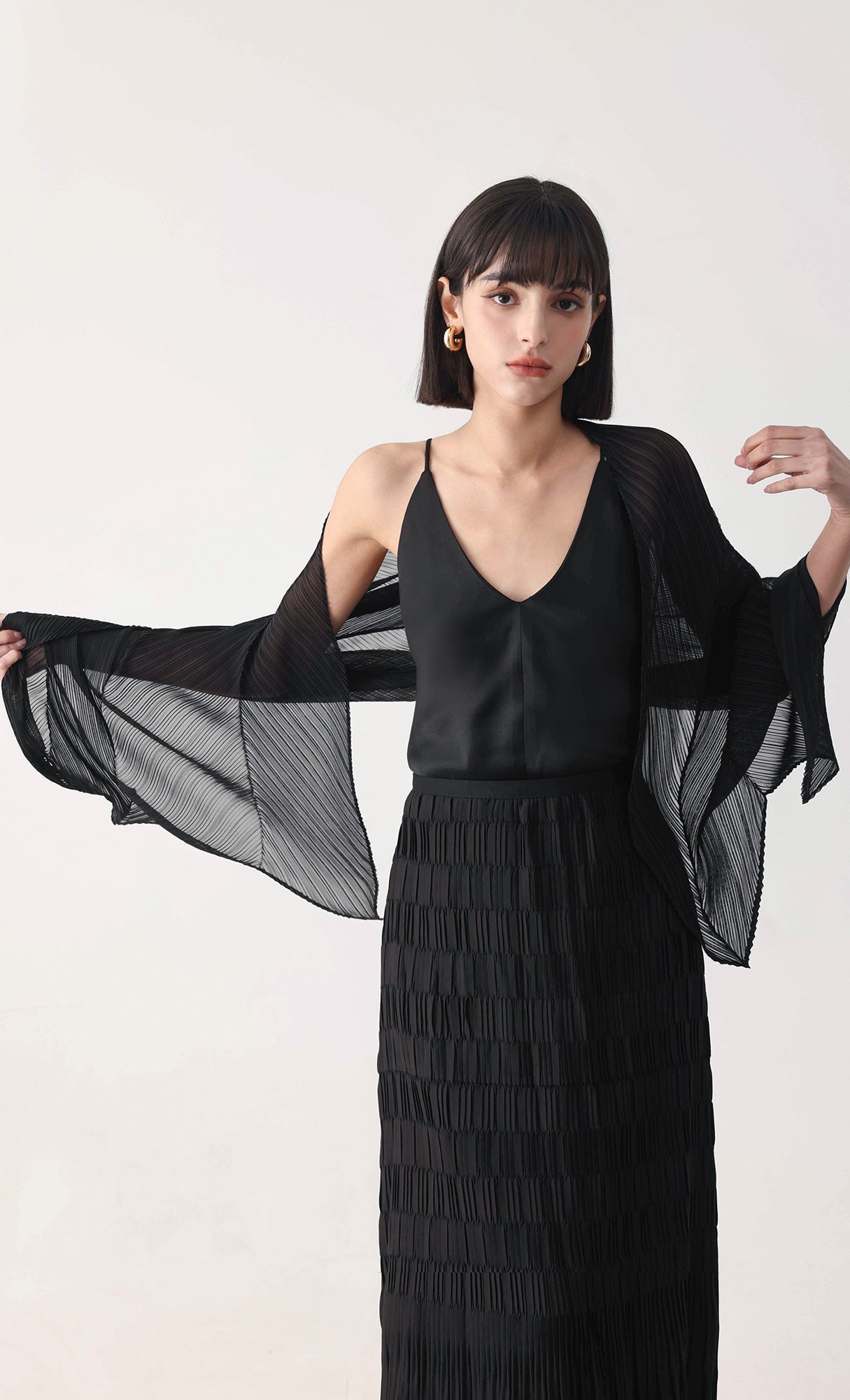 Essential pleated scarf_black