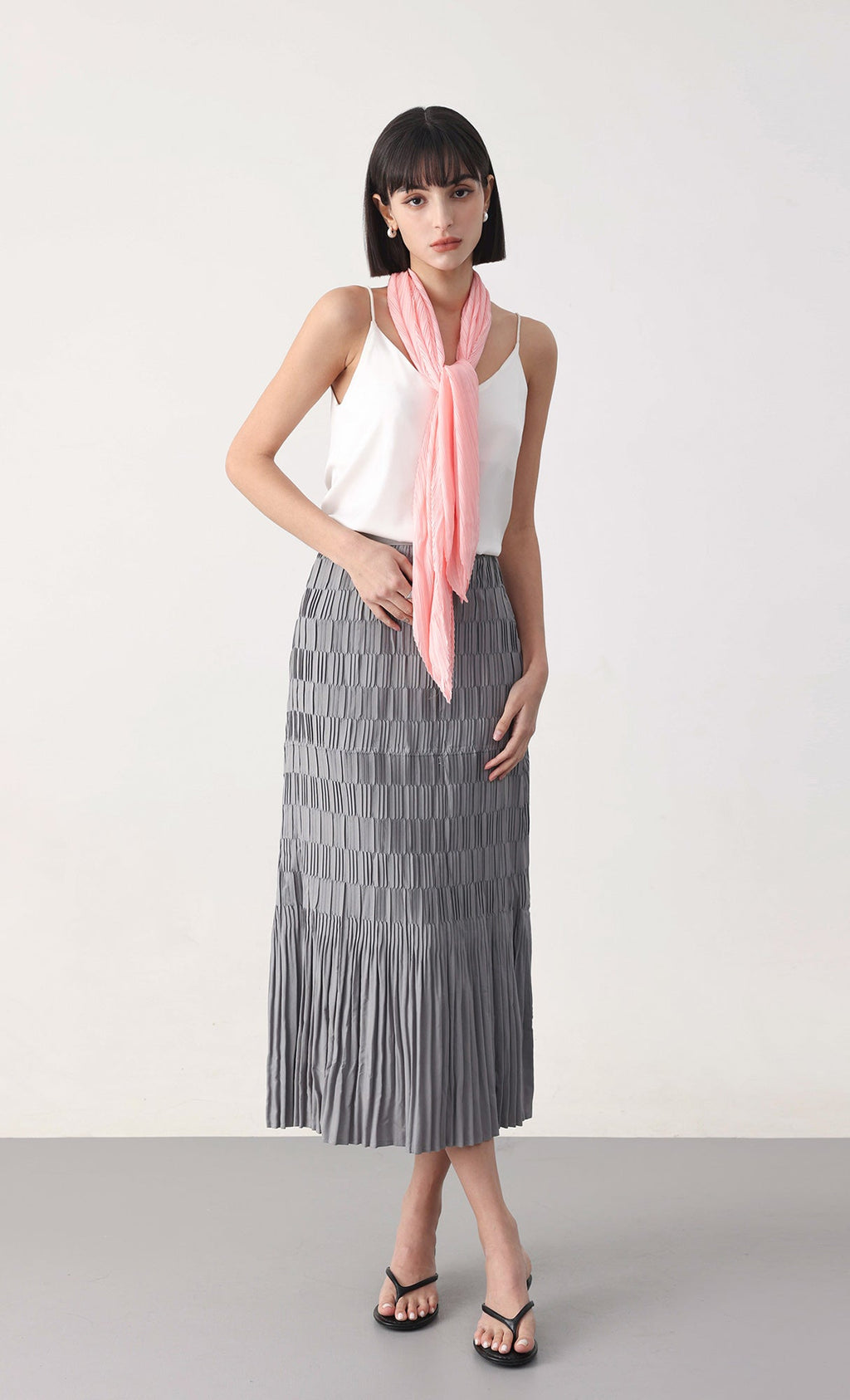 Essential pleated scarf_pink