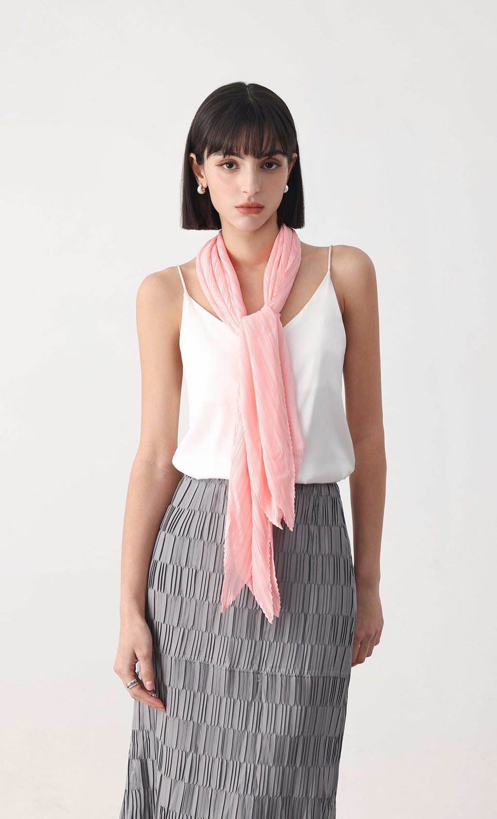 Essential pleated scarf_pink