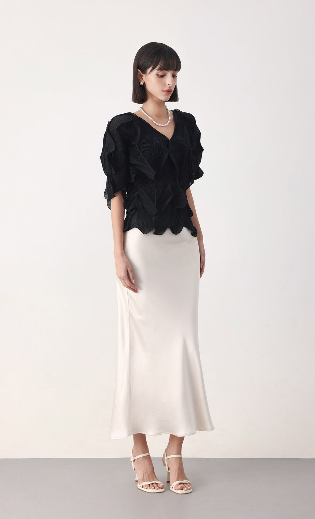 Curves pleated blouse_black