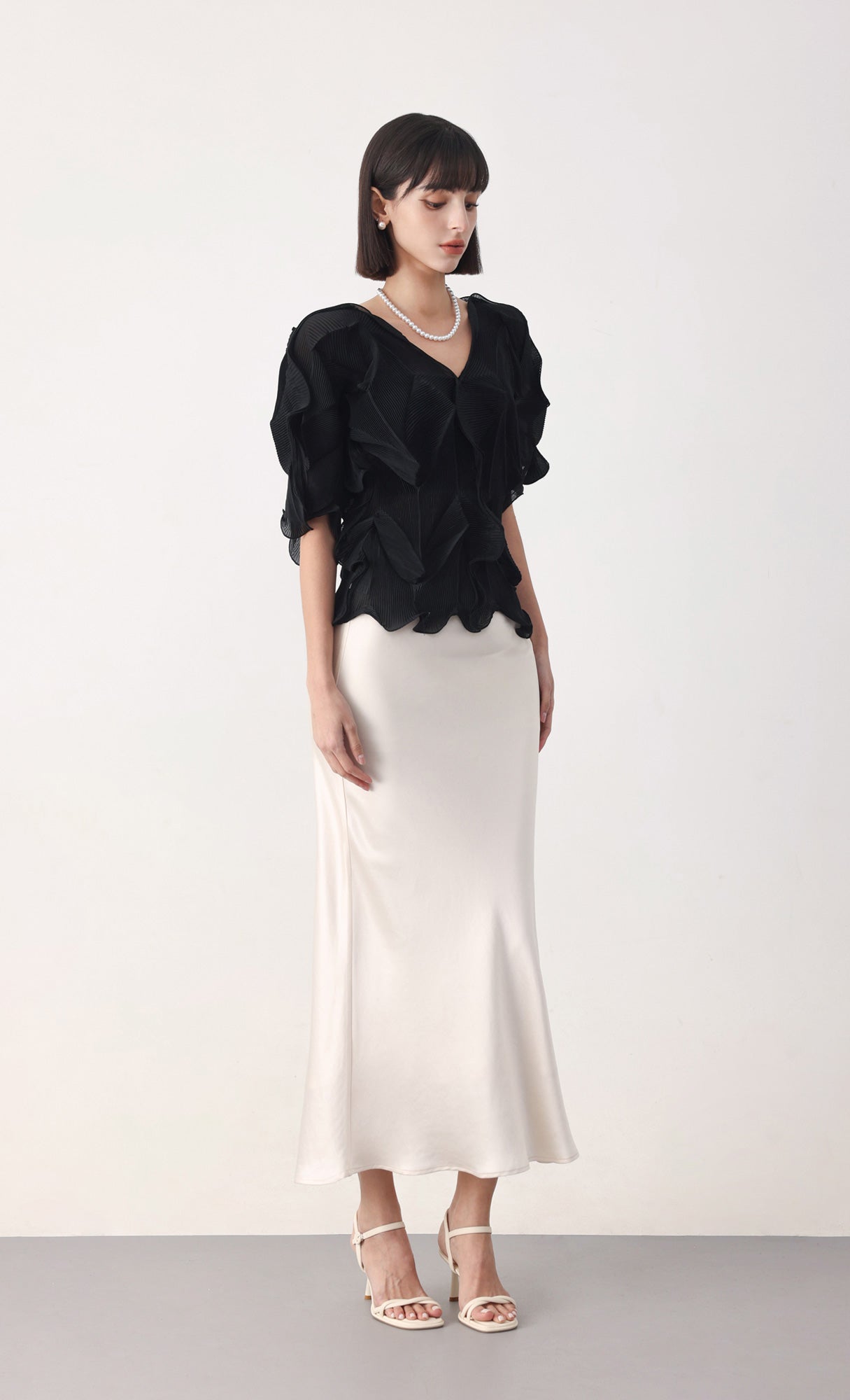 Curves pleated blouse_black