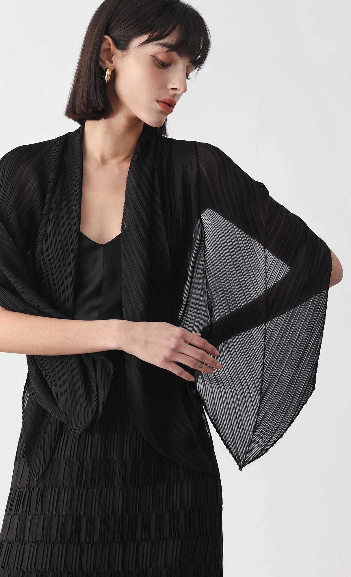 Essential pleated scarf_black
