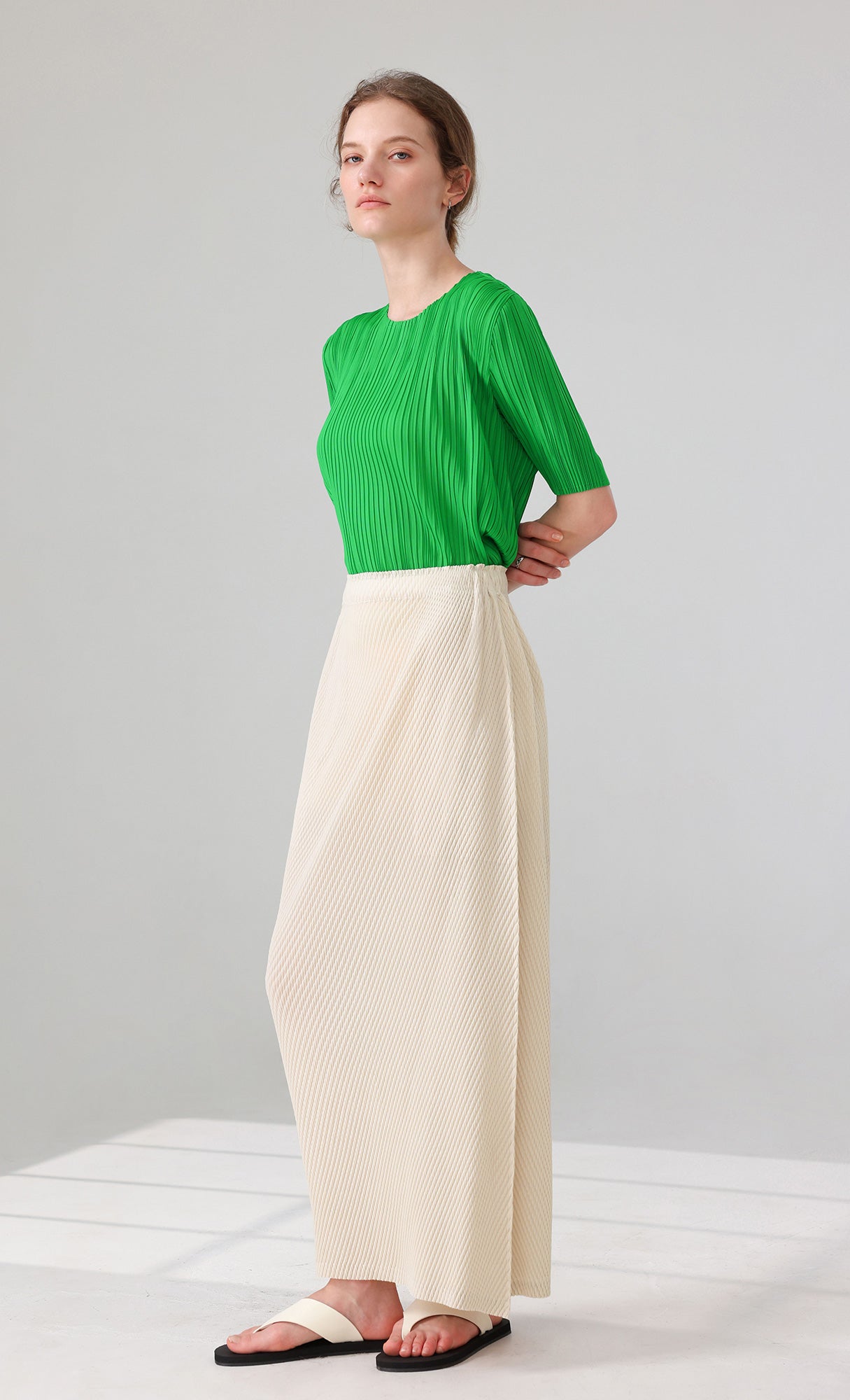 Lune Pleated Skirt_ivory