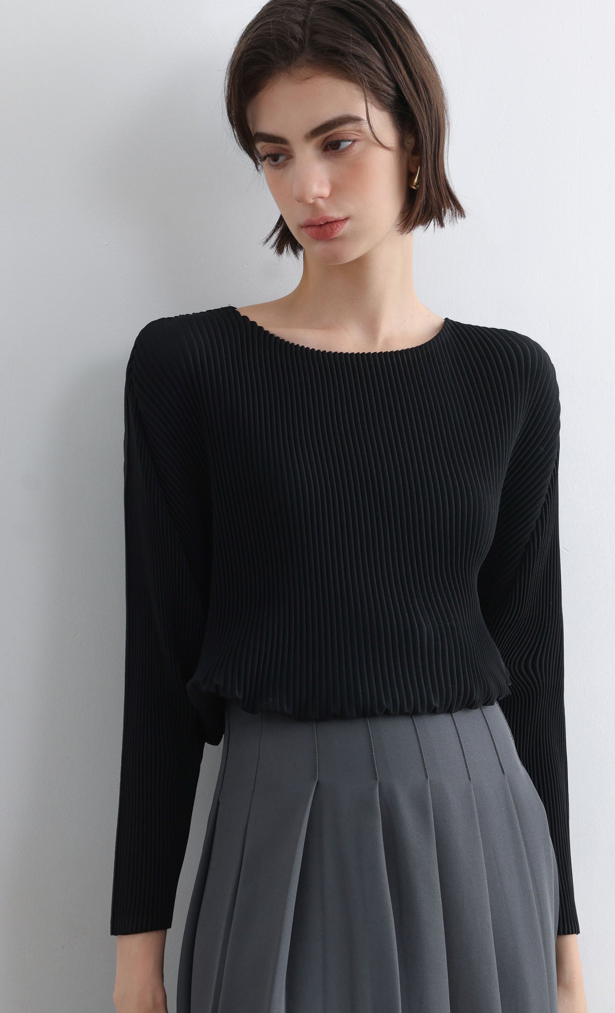 Rindy ray pleated Top_Black