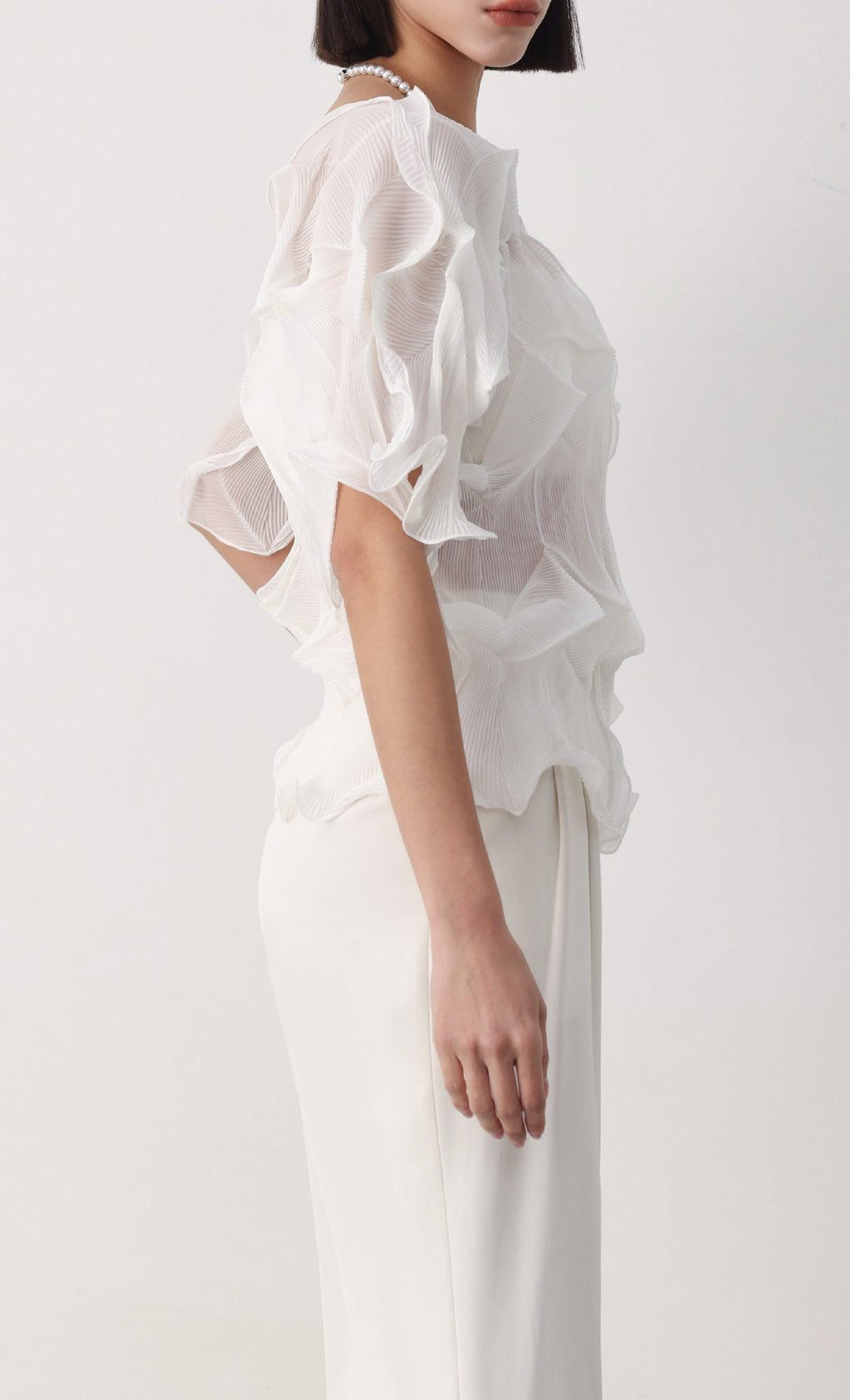 Curves pleated blouse_ivory