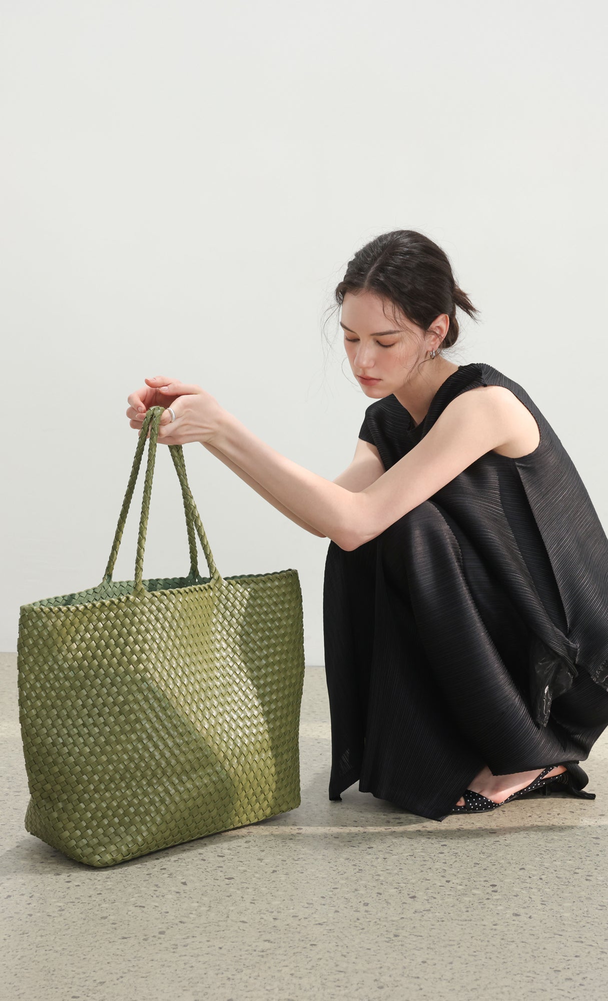 Ena weaving shopper bag_green