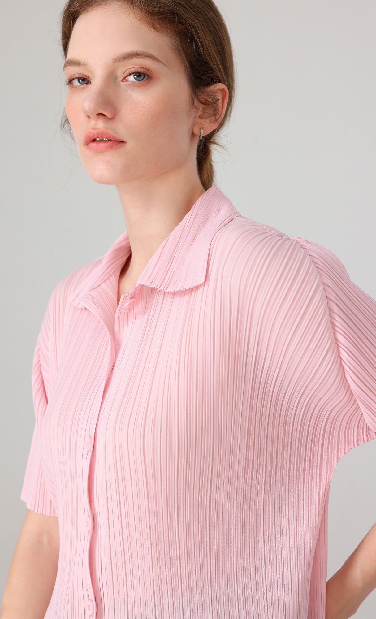 Palette collard pleated shirts_pink