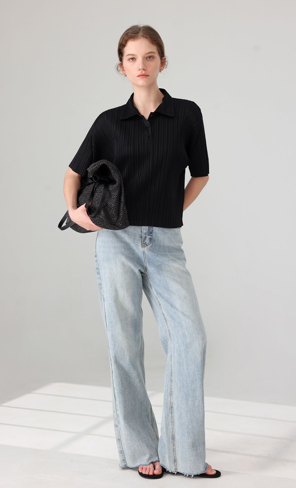 Essen Collard pleated Shirts_black