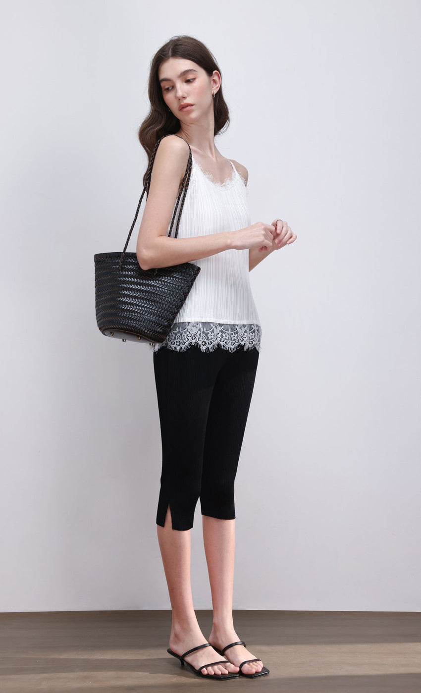 Pleated capri pants (black)