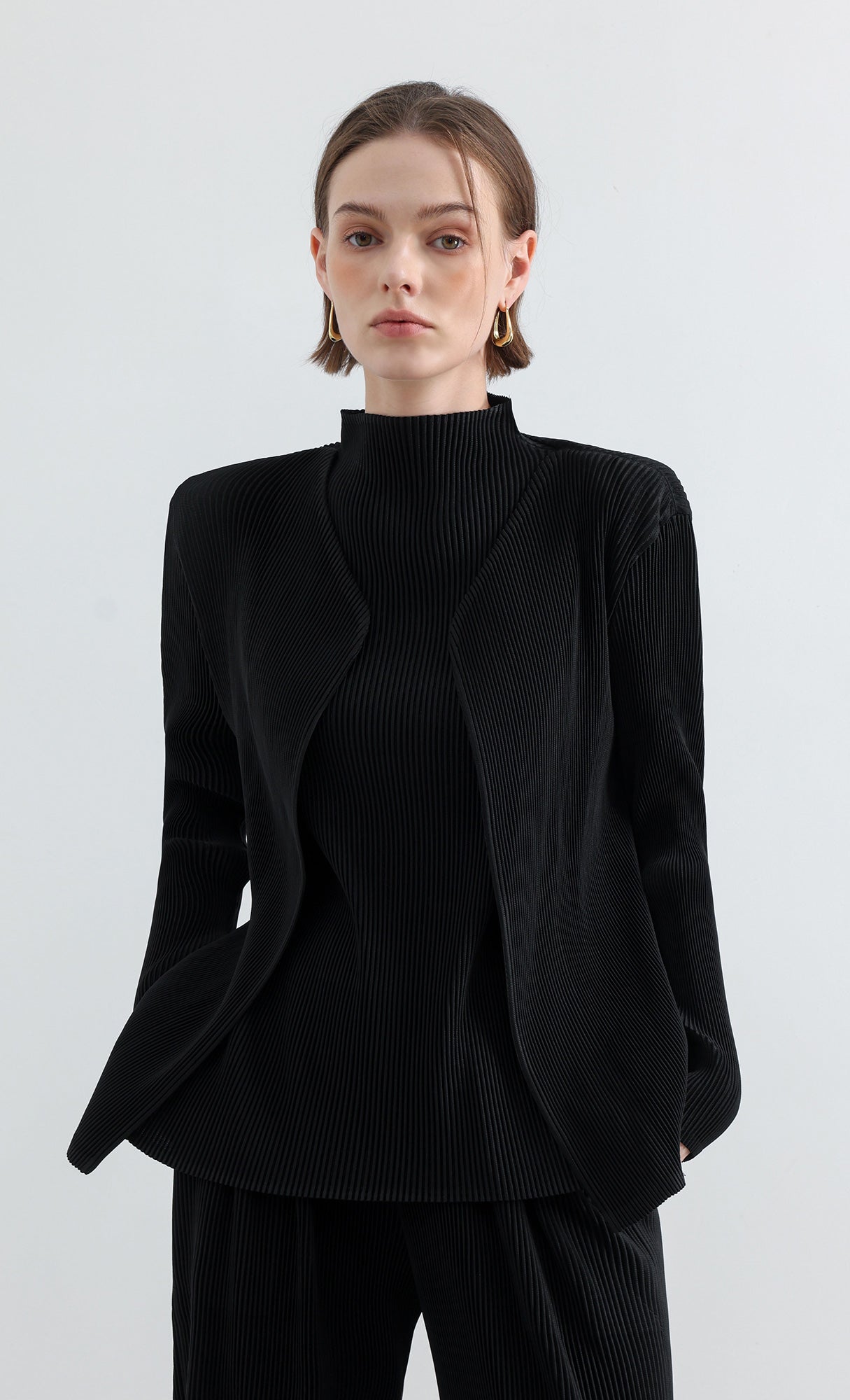 Essential Pleats Cardigan_Black