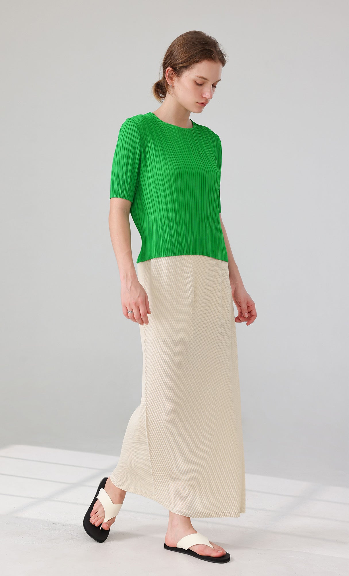 Lune Pleated Skirt_ivory