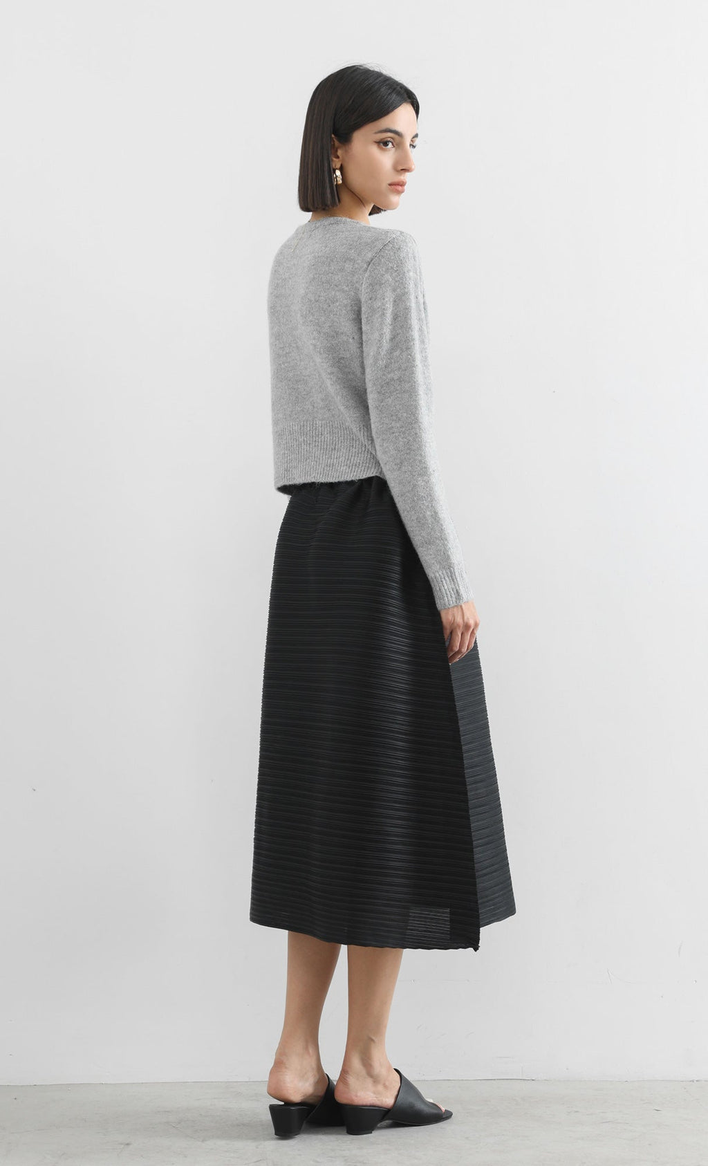 horiz pleated midi skirt_black