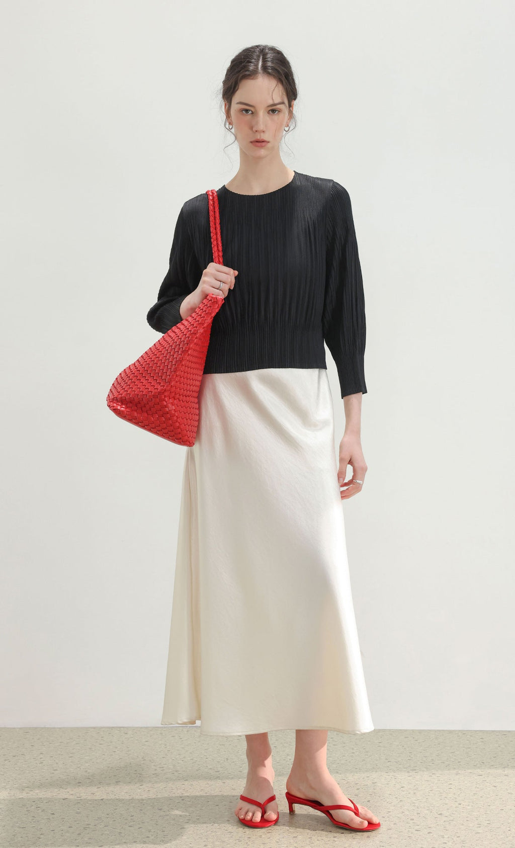 Ena weaving shopper bag_red