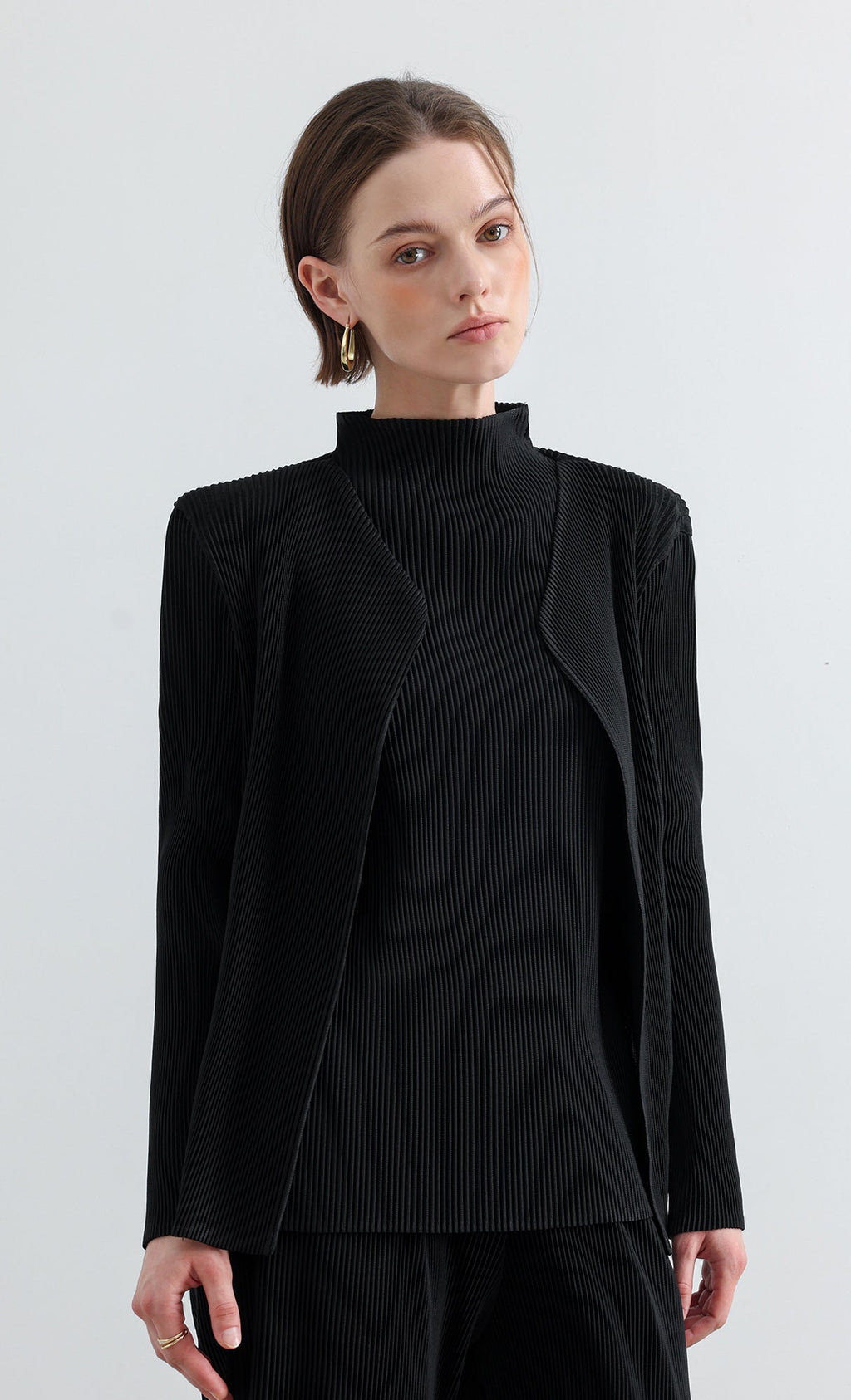 Essential Pleats Cardigan_Black