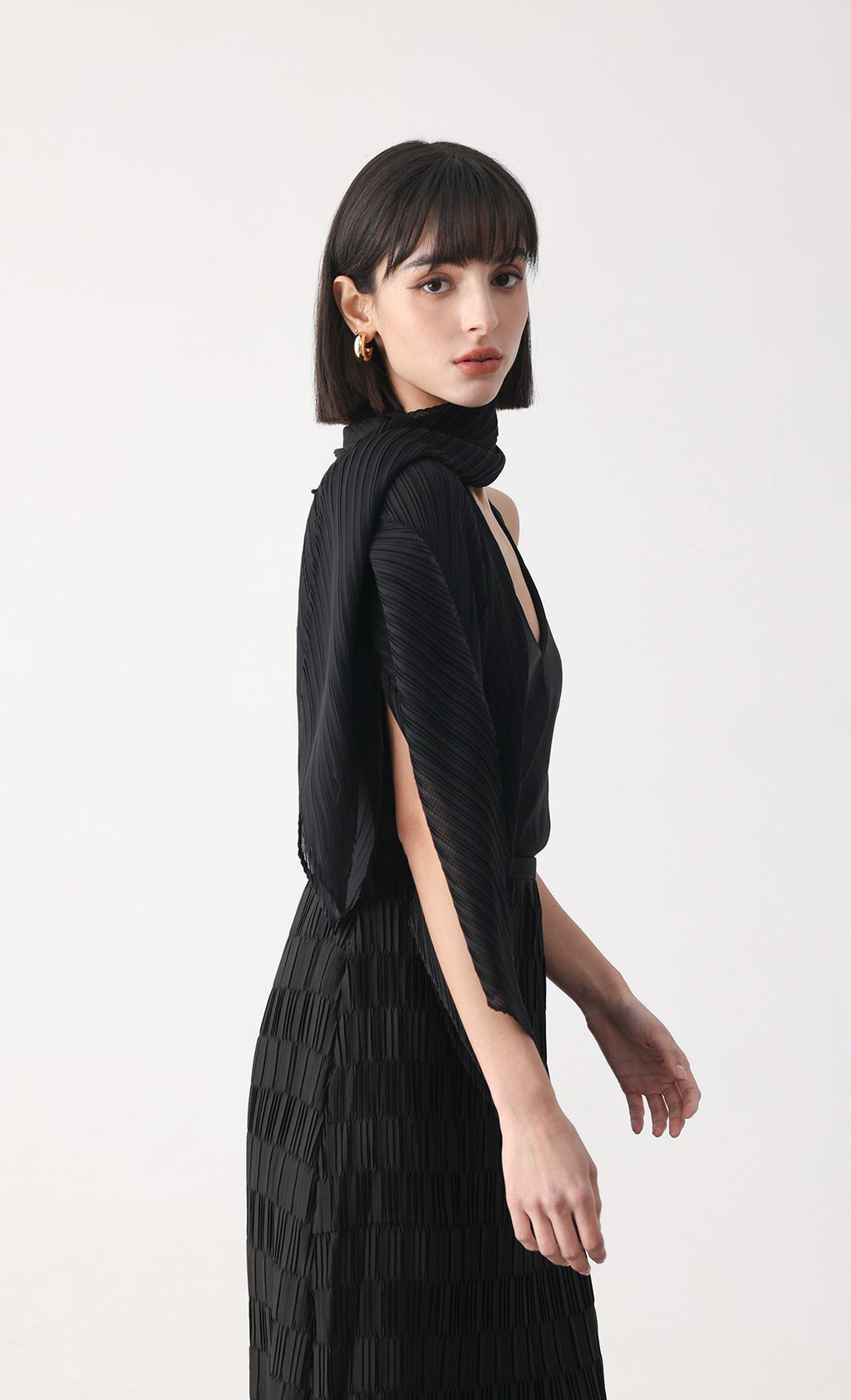 Essential pleated scarf_black